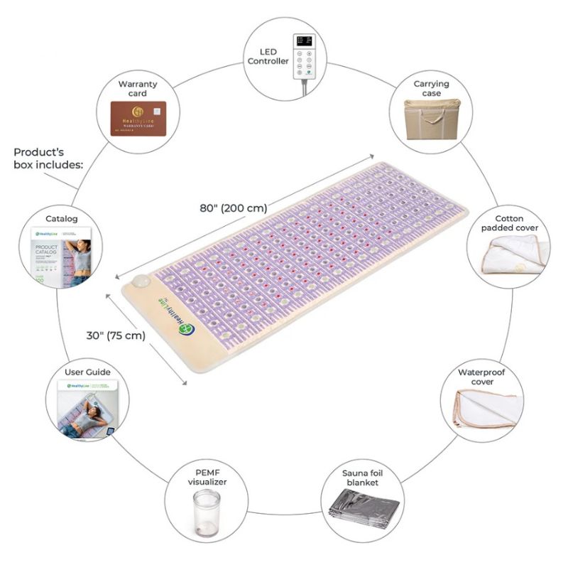 PEMF Therapy Mat with Gemstones for Enhanced Benefits with LED Controller - TAJ-Mat Picture