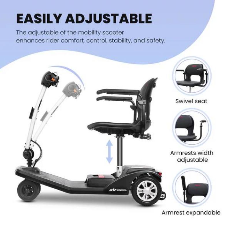 Black AIR CLASSIC Mobility Scooter | Lightweight and Portable by Metro Mobility Picture