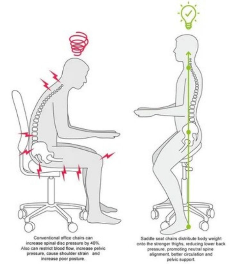 Saddle Stool with 5 Wheels for Improved Posture from Troy Technologies Picture