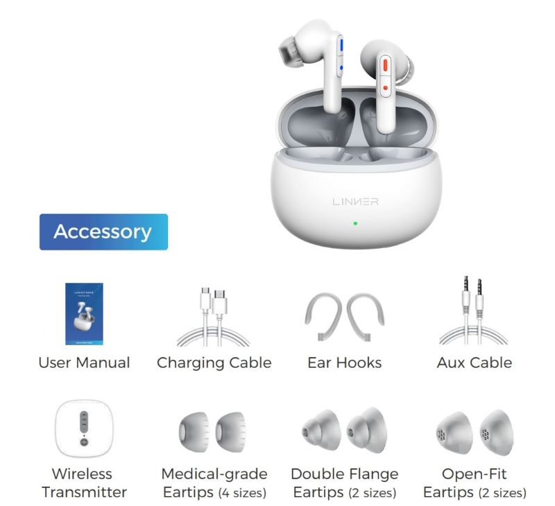 Bluetooth Hearing Aids - LINNER Nova  - Pearl White and Rechargeable Picture