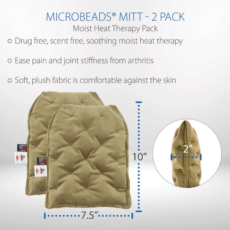 MicroBeads Moist Heat Therapy Mitt by Core Products picture shows the dimension of the two pack