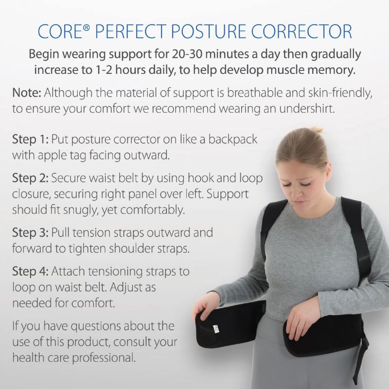 Perfect Posture Corrector by Core Products picture shows the instructions for the product