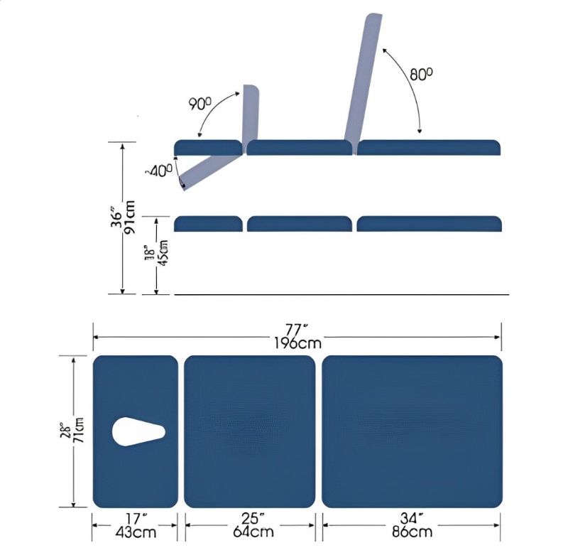 Adjustable Treatment Table with 2 Sections or 3 Sections - Sienna by Stonehaven Medical Picture