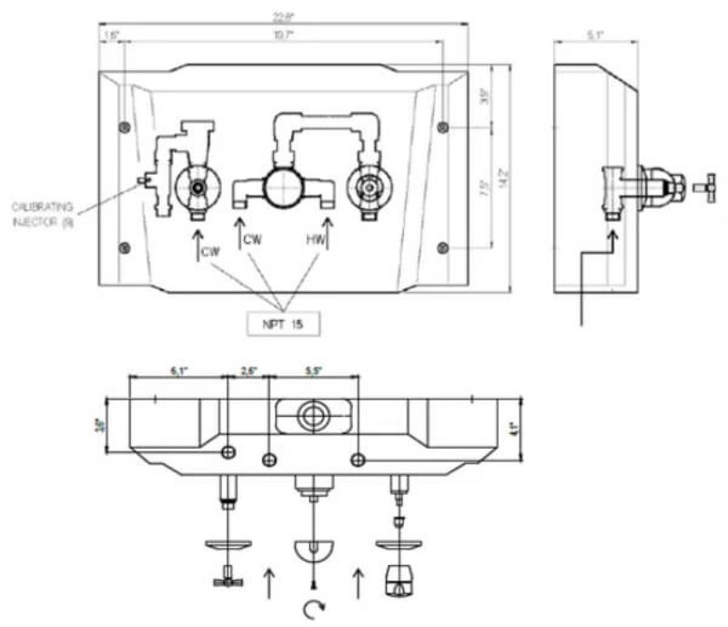 TR2810 Shower Panel System dimensions