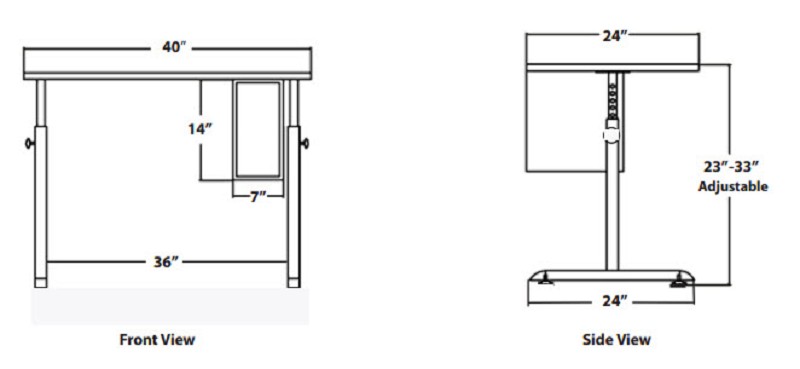 Knob-Adjusted Wheelchair Accessible Therapy Tables