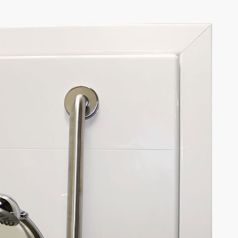 Three Piece 61 in. x 61 in. Wheelchair Accessible Corner Shower