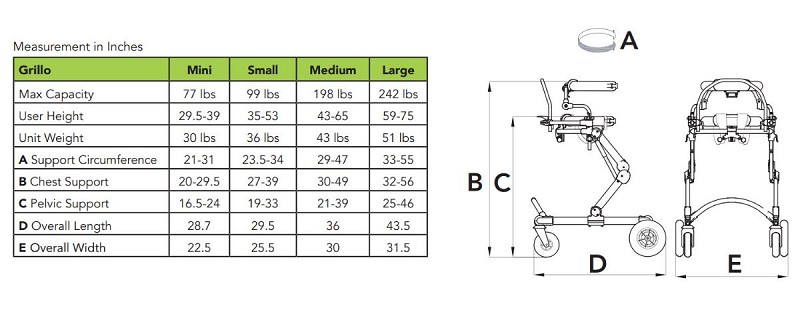 Grillo Anterior Special Needs Gait Trainer - 4 Sizes